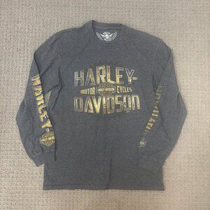 Harley Davidson Shirt Large Grey Long Sleeve Hits Crewneck Graphic Bikers Riders